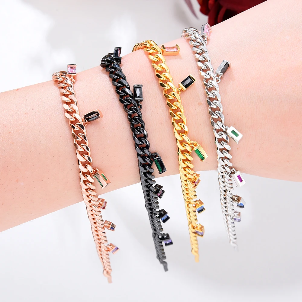 Siscathy 2022 New Fashion Metal Chains Cuff Bracelet Black Silver Color Bangle Fine Jewelry For Women Accessories On Hand Gifts