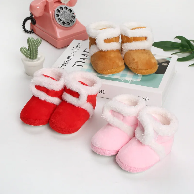 New Baby warm shoes infant shoes winter plus velvet padded cotton shoes non-slip baby toddler shoes First walkers