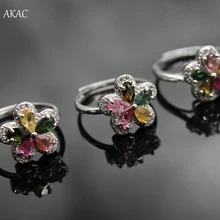 3 шт./компл. приблизительно 13 мм Akác натуральный турмалин Регулируемый белые медное кольцо для женщин кольцо выбирается случайным образом