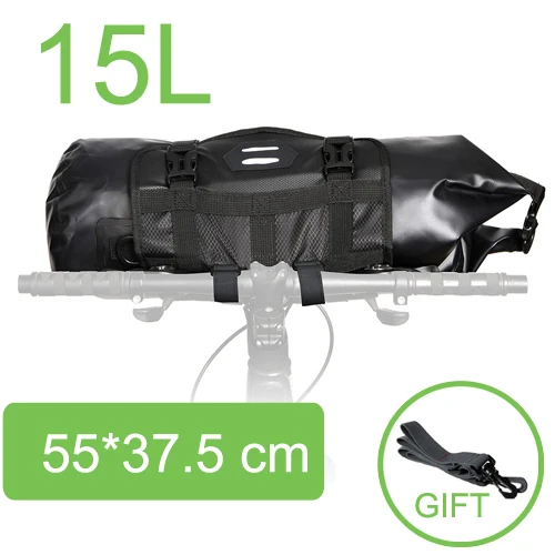 3L/7L/10L/15L/20L Водонепроницаемая Регулируемая емкость велосипедная сумка на руль Паньер съемный сухой пакет серия ATTACK - Цвет: 15L Black