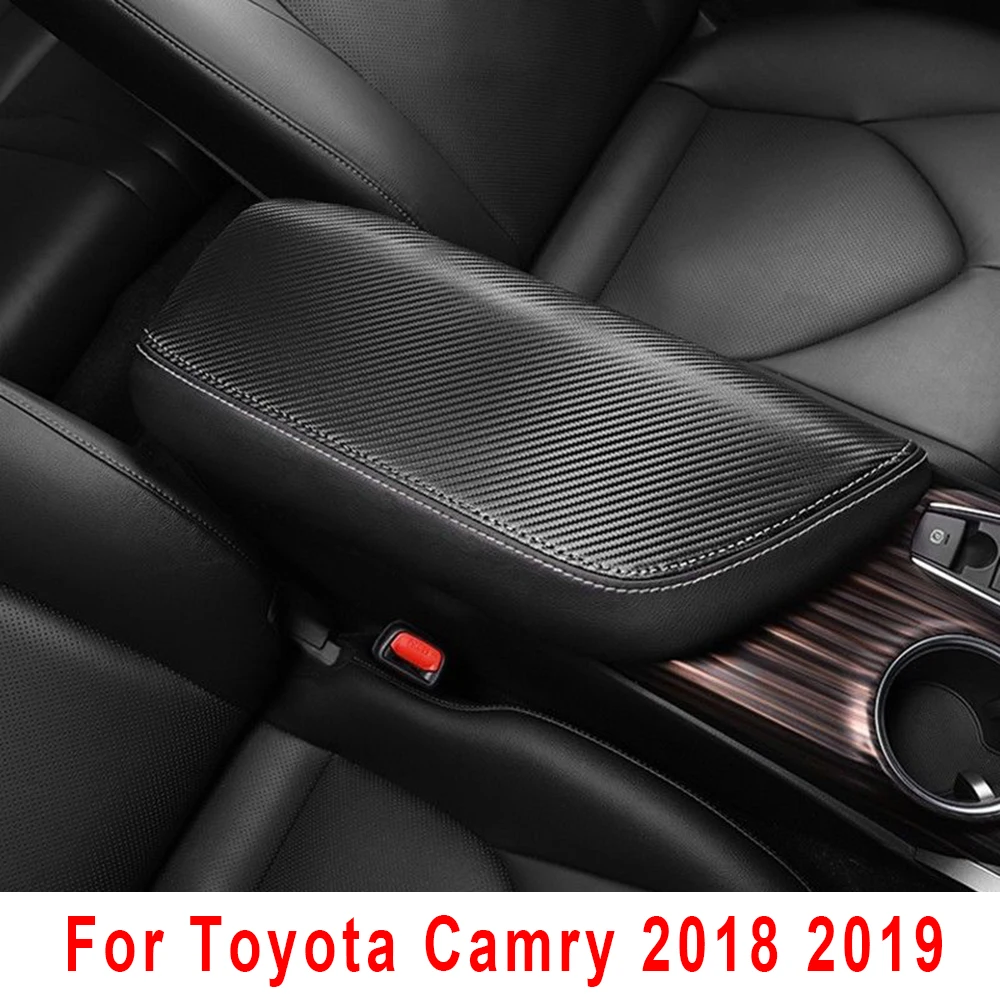 Автомобильный подлокотник из микрофибры, черная Накладка для Toyota Camry-19, аксессуары для интерьера, защита центральной консоли