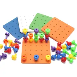 Руководство развития мозгового интеллекта строительные блоки игрушки DIY Tuddler яркие цветные штабелируемые колышки и Peg доска набор