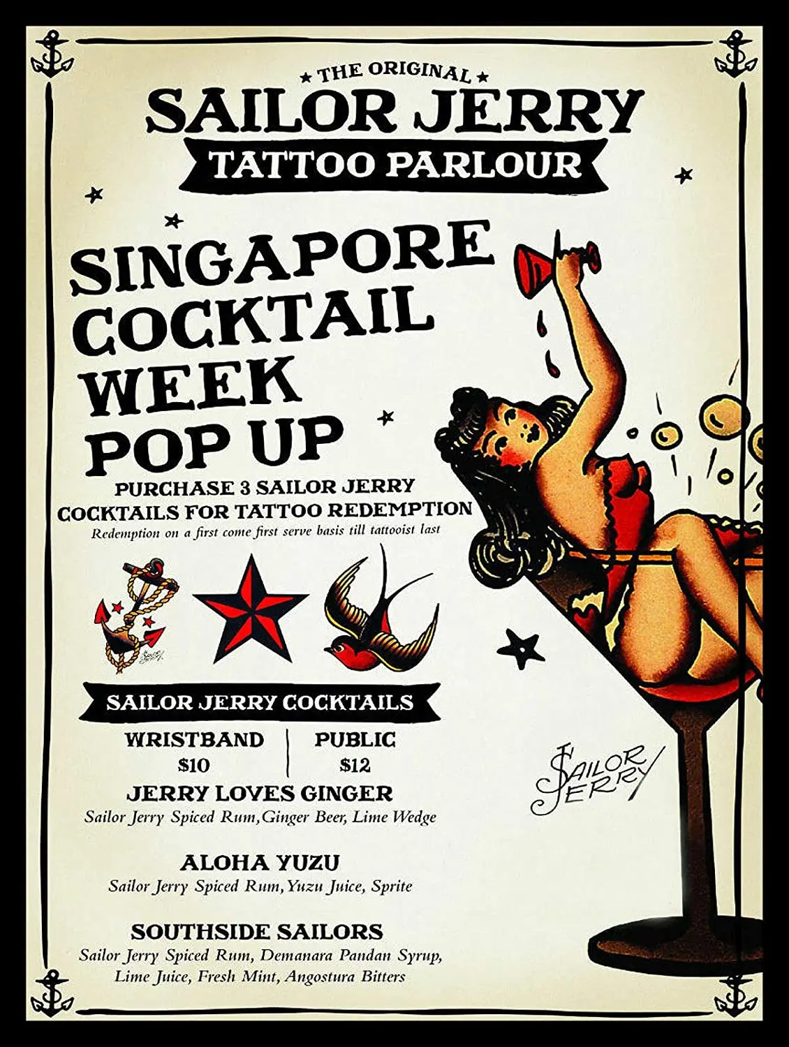 Sailor Jerry Татуировки Салон жестяная вывеска Винтаж постер на стену рисунок
