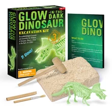 Kit d'excavation de dinosaures fluorescents pour enfants, jouets éducatifs et scientifiques, lumineux, brille dans la nuit, 3 pièces