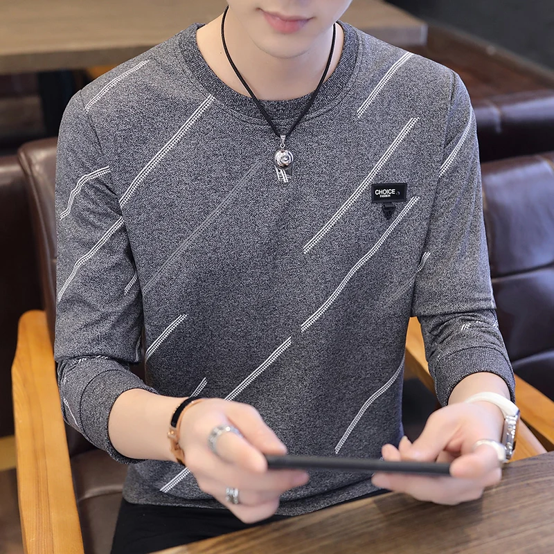 

UYUK2019 Spring And Autumn New Fashion Simple Loose Round Neck Pullover Print Slim Bottoming Men's Hoodies Harajuku Masculino