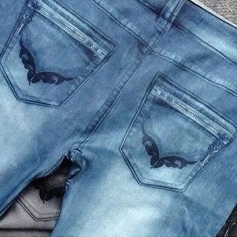 Женские джинсы, винтажные, вареные, цветные, джинсовые, с принтом, леггинсы, низкая посадка, Стрейчевые узкие брюки, бесшовные, длина по щиколотку, обтягивающие, поддельные колготки