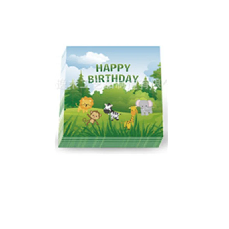 tissue 20pcs A Животный лес тема Вымпел для вечеринки баннер с надписью торт Топпер тарелки шляпа ребенок день рождения украшение одноразовая посуда - Цвет: tissue 20pcs A