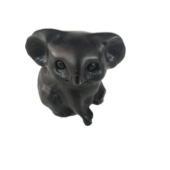 

Natural Black Obsidian Koala Obelisk Reiki Mineral Gem Quartz Wicca Decor Home Feng Shui Art Gift ZX