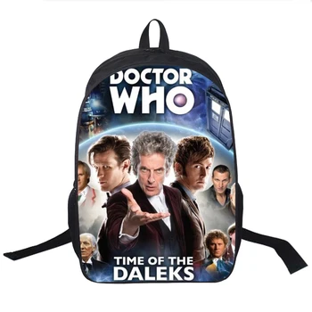 

Fashion Teenagers Mochila Girl Boys College School Bag Backpack Waterproof Doctor Who Print 16 Inch Backpack Female Bookbag