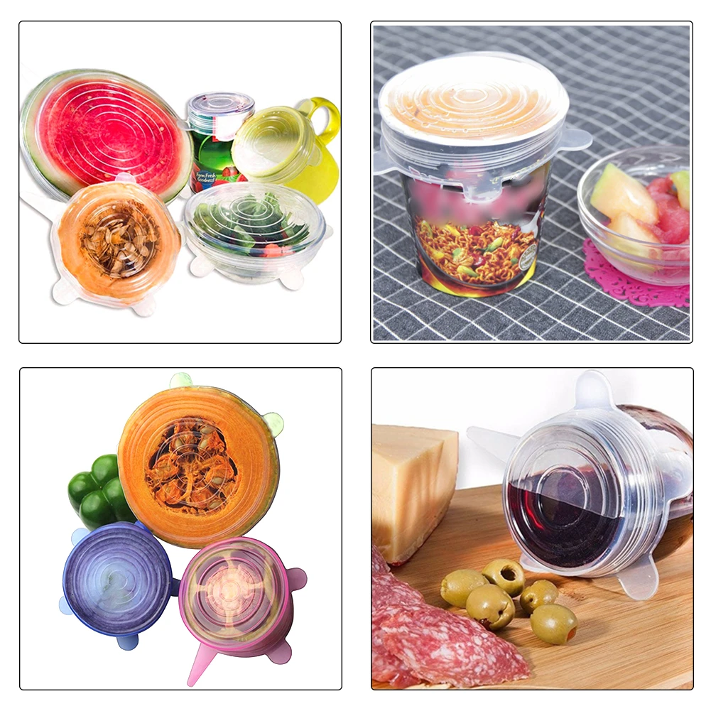 Tapas elásticas de silicona fundas reutilizables para alimentos para taza de cuenco, seguras en microondas lavavajillas frigorífico, duraderas y ampliables|Otros utensilios especiales cocina| - AliExpress