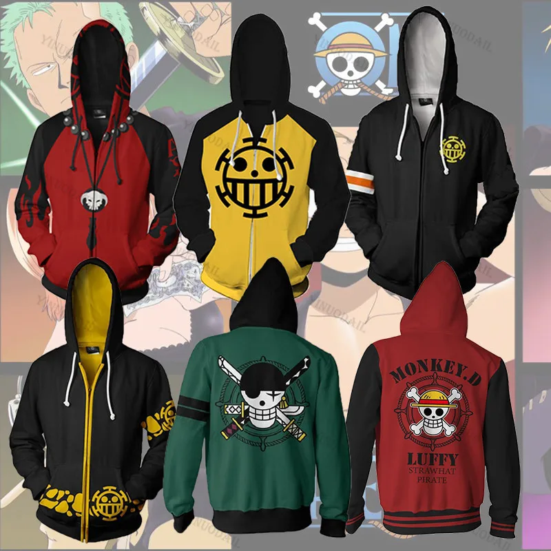 Pullover Sweatshirt Outfit Tracksuit Hoodies 3d Monkey Print Anime One-Piece Shanks Ace