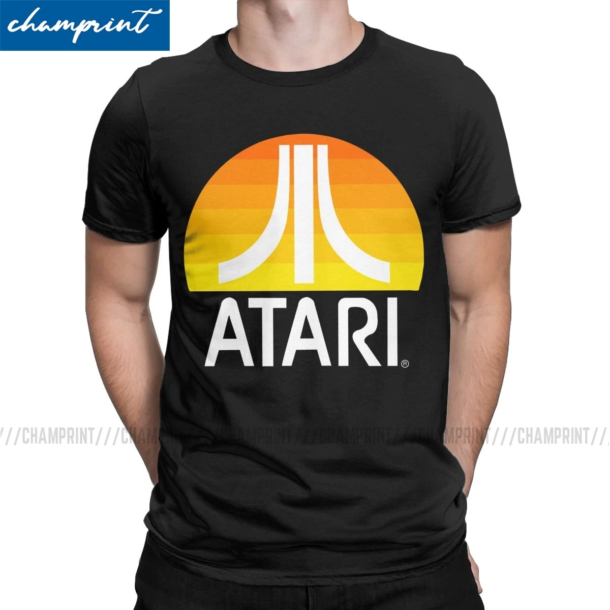 Мужская футболка с забавным логотипом Atari для энтузиастов игры круглым вырезом