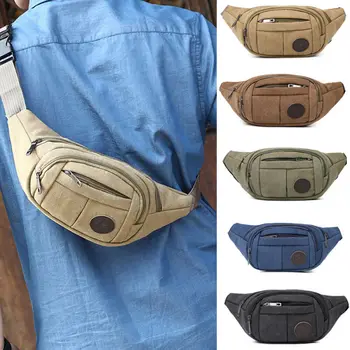 

Men Waist Bag Canvas Pack Sport Travel Phone Pouch for Men Fanny Pack Shoulder Crossbody Bag Wallet for Belt Unisex Hiking Bag