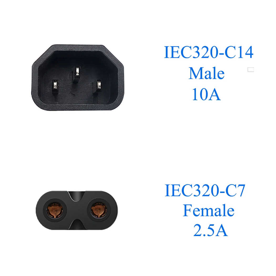 JORINDO 0.6M/1.96FT,IEC320 C14 to C7 PUD/UPS Adapter Cable,IEC C7 female to C14 male Cable Switcher,Used connect desk lamp