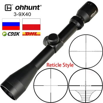 Ohhunt-mira telescópica para Rifle de caza, telémetro de alambre, retícula, ballesta o retícula Mil, óptica táctica, 3 estilos, 3-9X40