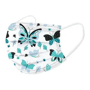 

10/20/30pc Women Adults Disposable Mask 3 Layer Filter Hygiene Butterfly Printed Cloth Face Mouth Mask Earloop Mascarilla Masque