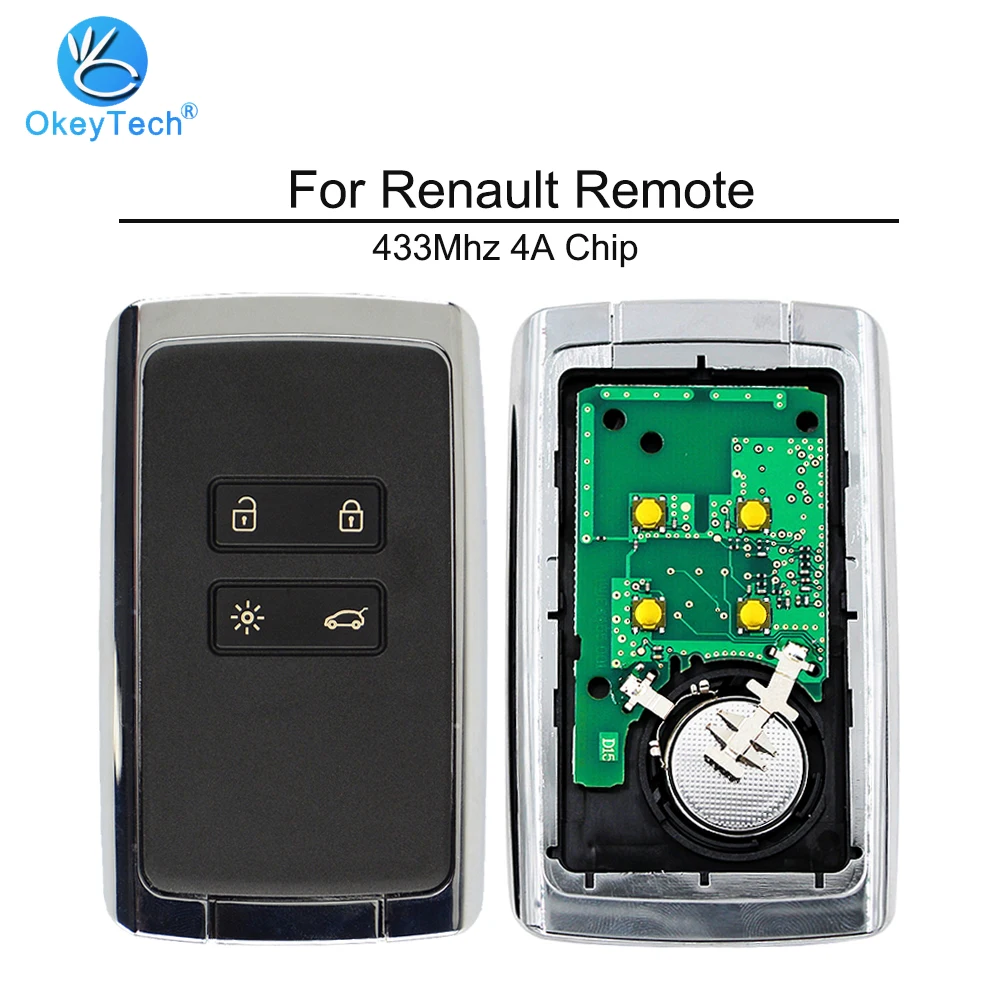 

OkeyTech for Renault Megane 4 Talisman Espace 5 Kadjar Koleo 2015 Car Smart Remote Key Card 4 Button PCF7953M HITAG AES 4A Chip