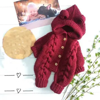 

Baby Knit Rompers Cartoon Bear Knitted Spring Newborn Boys Jumpsuits Clothes Winter Long Sleeve Toddler Sweater Children Overall