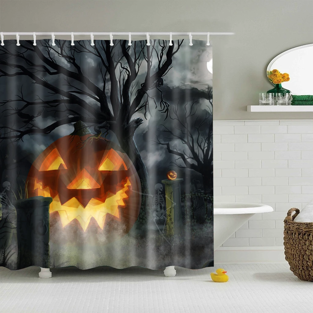 WSJ02 Жуткий Хэллоуин Hallowen модель душевая занавеска Водонепроницаемый полиэстер затемненные шторы 180x200 см большой ванной занавеска для ванной комнаты cortina de Баньо - Цвет: WSJ02
