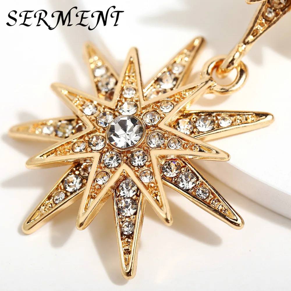 Креативные Ретро минималистичные серьги с увеличенной звездой, AliExpress, новые инкрустированные стразы, серьги-кольца, серьги-кольца