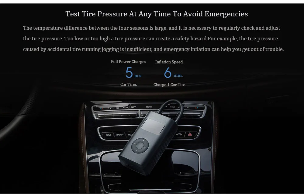 In-Stock Xiaomi Mijia Portable Smart Digital Tire Pressure Detection Electric Inflator Pump for Bike Motorcycle Car Football (10)