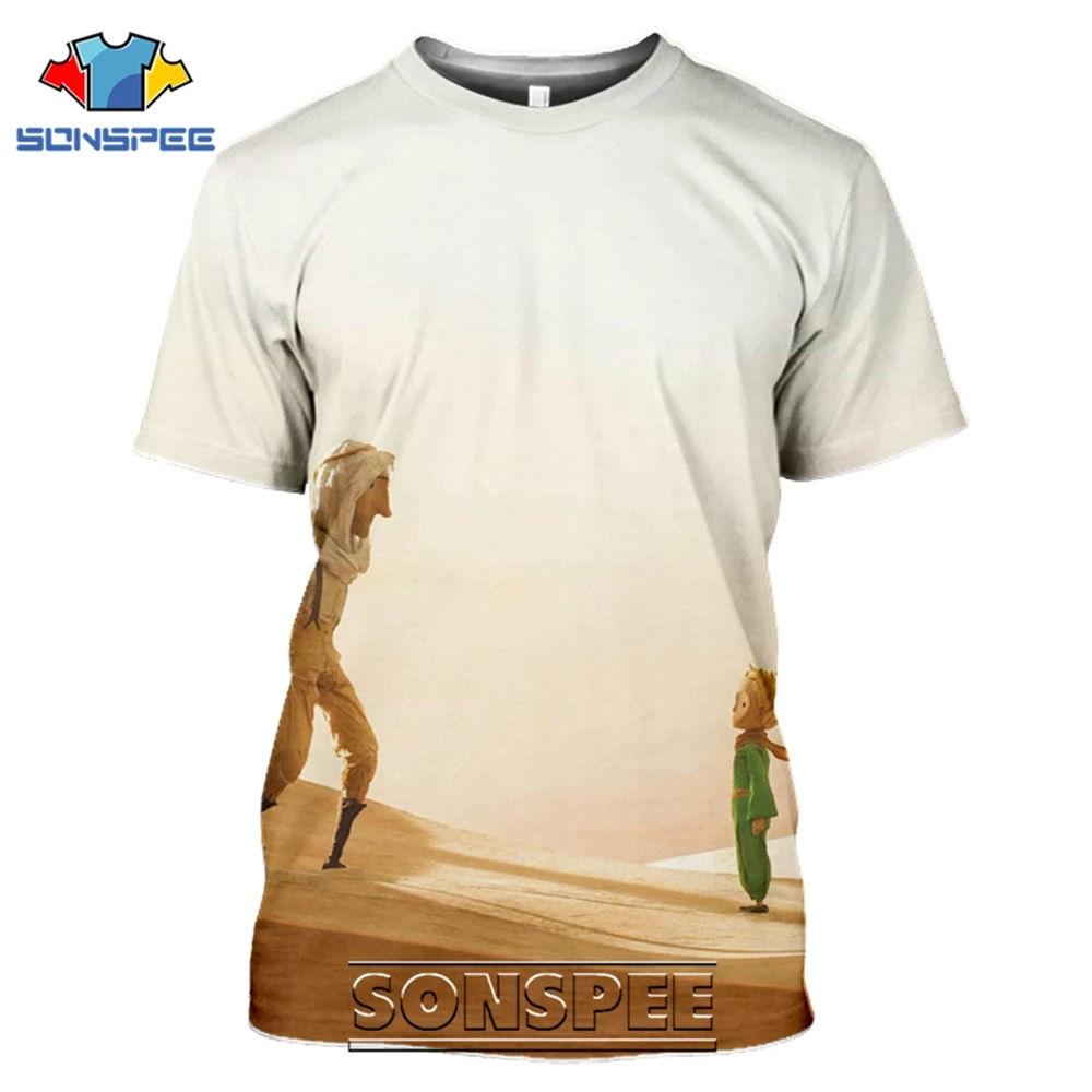 SONSPEE T-shirts The Little Prince 3D Print Men Women Funny Casual Hip Hop Streetwear Cartoon Movie Rose Tees Tops Shirt (1)