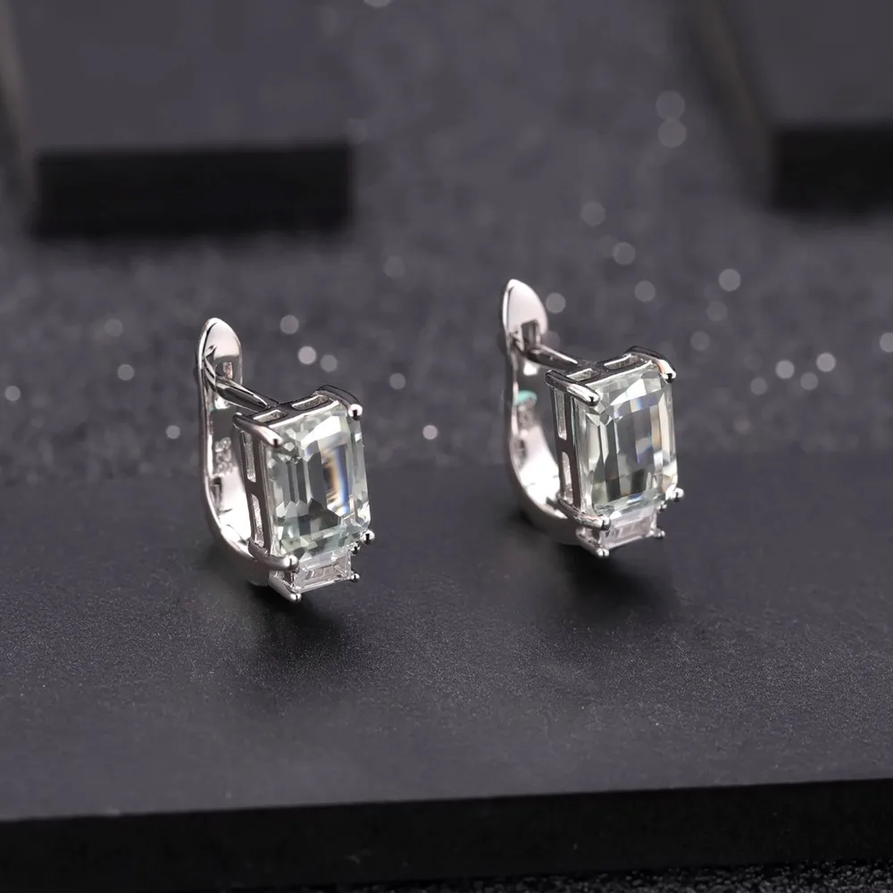 GEM'S балет натуральный восьмиугольник зелёные аметистовые серьги кольцо кулон набор Настоящее 925 пробы драгоценности из серебра и камней набор для женщин