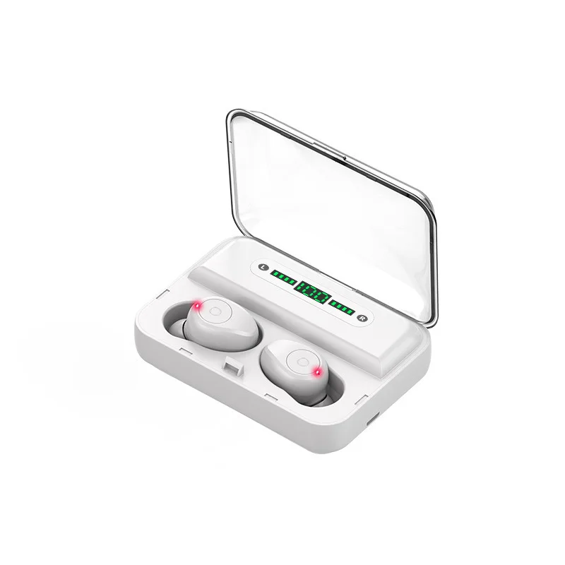 Новые F9-5 Bluetooth 5,0 TWS наушники с цифровым дисплеем, наушники с сенсорной кнопкой, светодиодный, беспроводные наушники, настоящие наушники, стерео наушники - Цвет: White F9-5