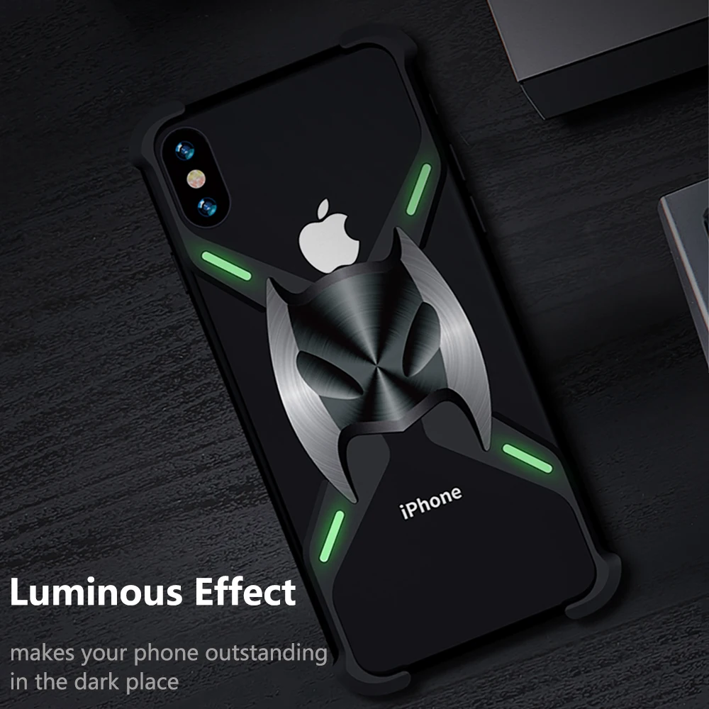 Противоударный светящийся магнитный металлический бампер для iPhone XS Max XR X 8 7 Plus чехол Роскошный тонкий жесткий корпус из алюминиевого сплава