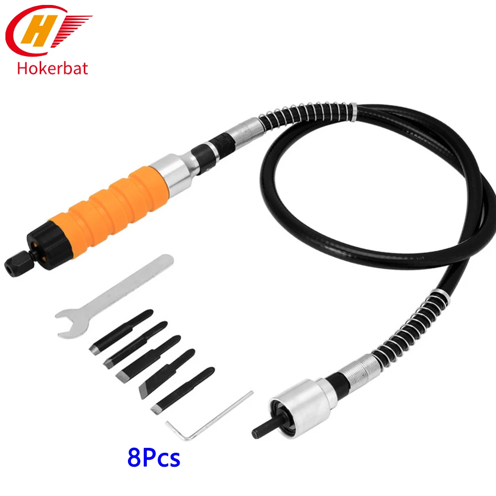 

1 Set Wood Chisel Carving Tool Set Furniture Wood Carving Tool Electric Chisel+5 Carving Tips Wrench Flexible Flex Shaft