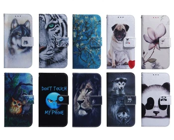 

Leather Wallet Case For Galaxy S20 A71 A51 For Moto G8 Plus E6 PLAY For LG K40S Aminal Flower Dog Wolf Tiger Lion Panda 50PCS