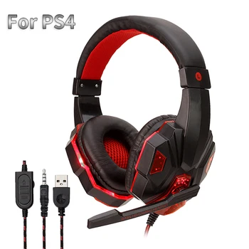 

3.5mm Jack Gamer Wired Headset For PS4 X Box PC Led Light Computer Gaming Over Ear Headphones With Microphone Young Men Gifts