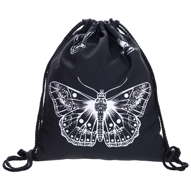 Новые модели двустворчатого тату чёрный мешок с кулиской Повседневная Mochila Cuerda