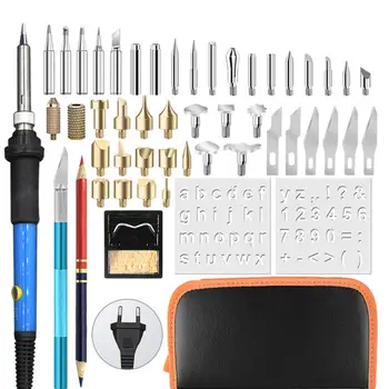 

52 Pcs Wood Burning Kit Carving Pyrography Pen Kit Adjustable Temperature Soldering Iron Welding Wood Embossing Burning set