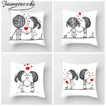 

Fuwatacchi Cute Couples Pillow Case Romantic Lover Pillowcase Home Sofa Decor Valentine's Day Gift Sweet Love Cushion Cover