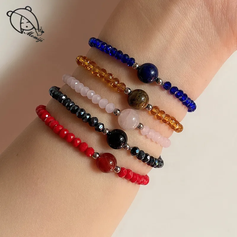 Momiji-brazaletes con cuentas hechos a mano para mujer, joyas de piedra Natural, joyas bohemias, cuentas de cristal, abalorios, pulsera, regalos