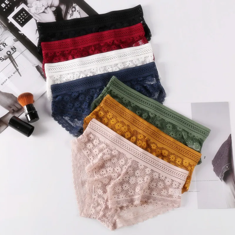 

3 pcs/set Sexy Women Panties Lace Underwear Underpants Woman Lace Panties Floral Lingerie Female Seamless Briefs