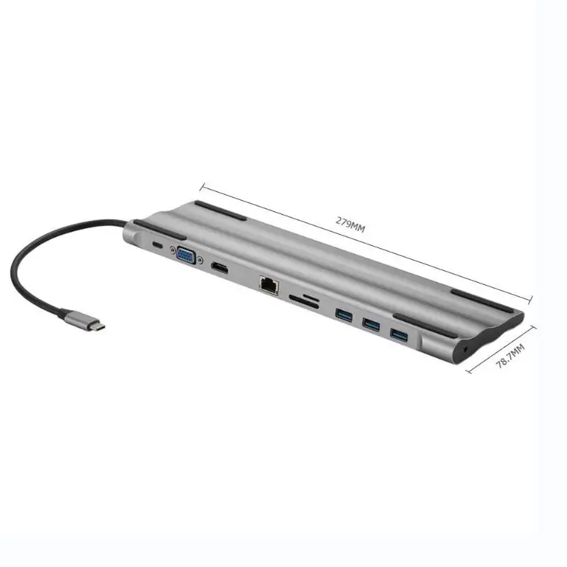 VODOOL 10 в 1 UBS C концентратор type-C для нескольких USB 3,0 HDMI VGA PD 3,5 мм аудио RJ45 адаптер док-станция USB-C type C концентратор разветвитель для MacBook