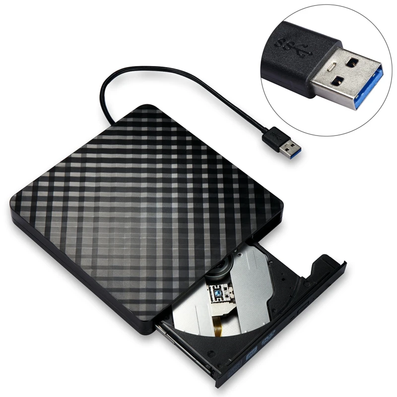 Тонкий DVD горелка usb3.0 гофрированный Внешний привод черный