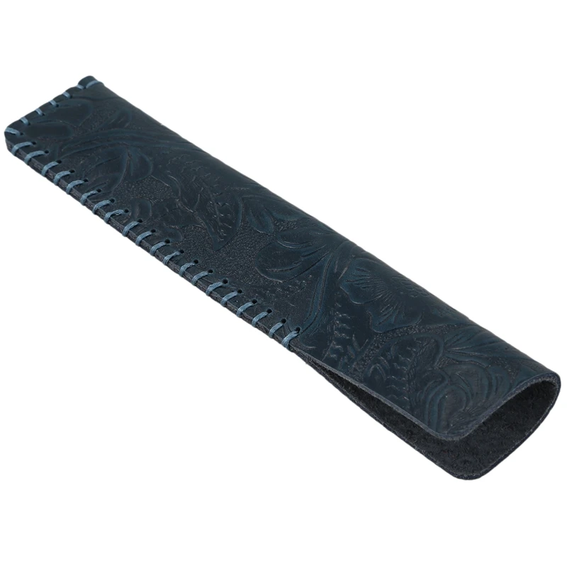 Vintage Carving Design Genuine Leather Single Pen Case Holder for Students and Artists Business