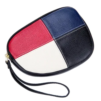 

Women's Genuine Leather Personalized Small Bag Fashion Contrast Color Walltes Female Handbag Ladies Clutch Hand Wallet