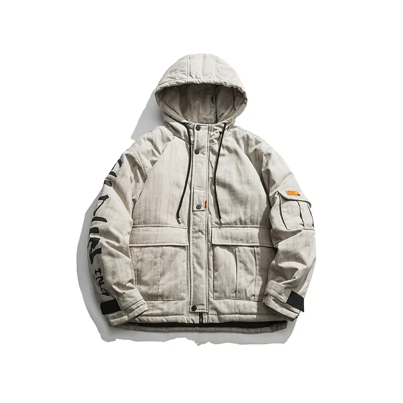 

Yi dao Vintage Winter New Style Japanese-style Versatile Printed Letter Loose-Fit Hooded Camouflage Cotton-padded Clothes BOY'S