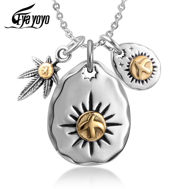 EyeYoYo простые Орел животных лист кулон состоящий из нескольких частей Титан Сталь