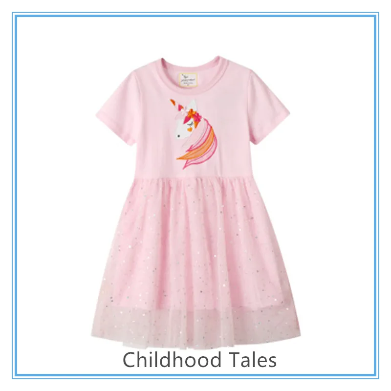 

Летние детские платья, Модная хлопковая юбка с коротким рукавом для девочек, детская одежда