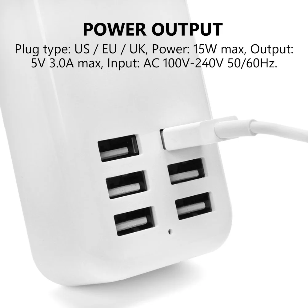 USB зарядное устройство концентратор 6 портов США ЕС Великобритания вилка настольная настенная розетка док-станция удлинитель, адаптер питания портативное зарядное устройство для сотового телефона планшета