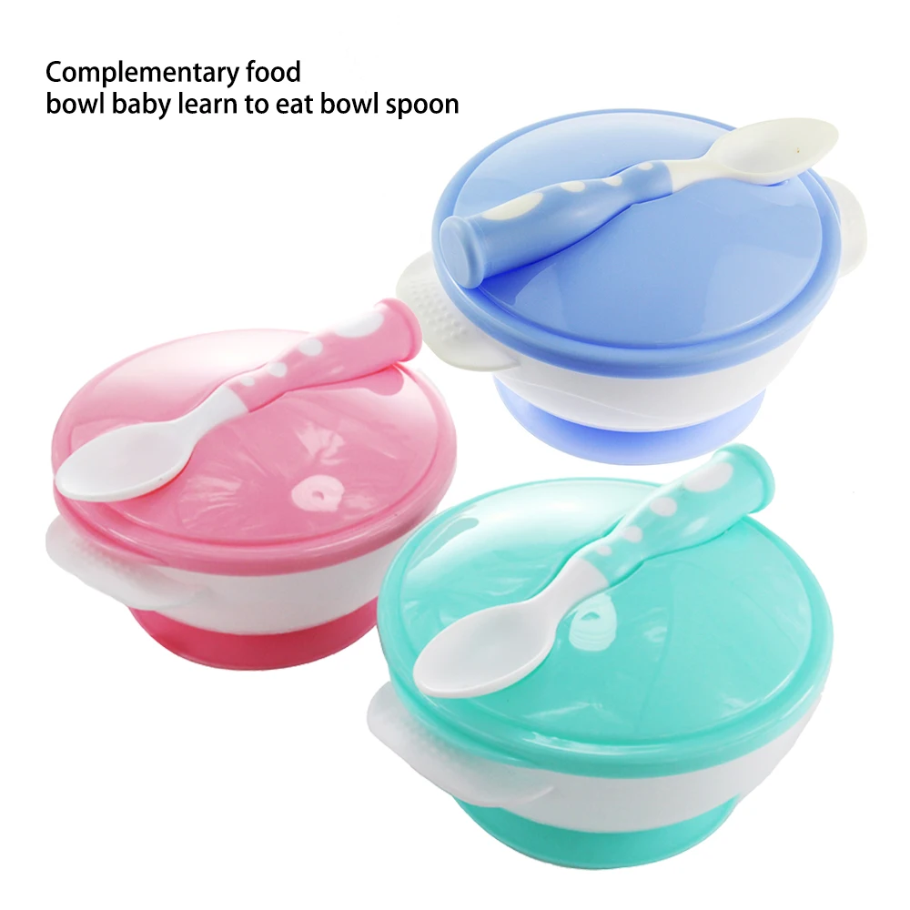 

AAG Children's Dishes Set Sucker Baby Food Feeding Tableware Plate Suction Baby Eating Bowl +Spoon Kids Assist Training Crockery
