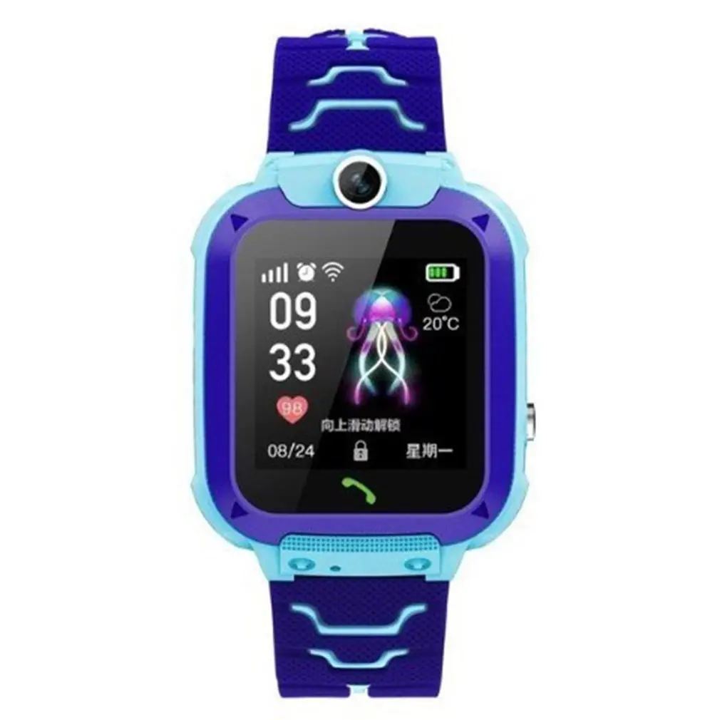 Детские умные часы Камера освещение Сенсорный экран SOS Вызов фунтов отслеживания местоположения Finder Детские умные часы ForIOS& Android - Цвет: Blue