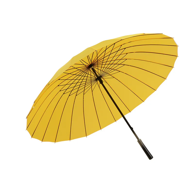 24K Large Men Leather Golf Sun Windproof Male Walking Stick Umbrellas Paraguas Colorful Parasol