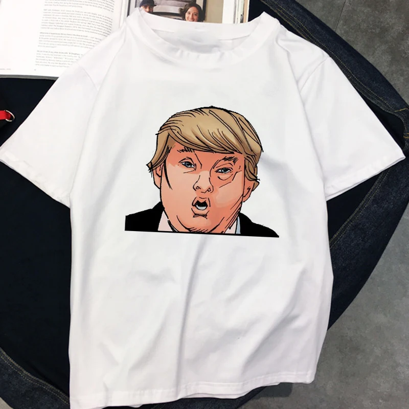 Мужская/женская футболка оверсайз с принтом Дональда Трампа хип хоп Харадзюку