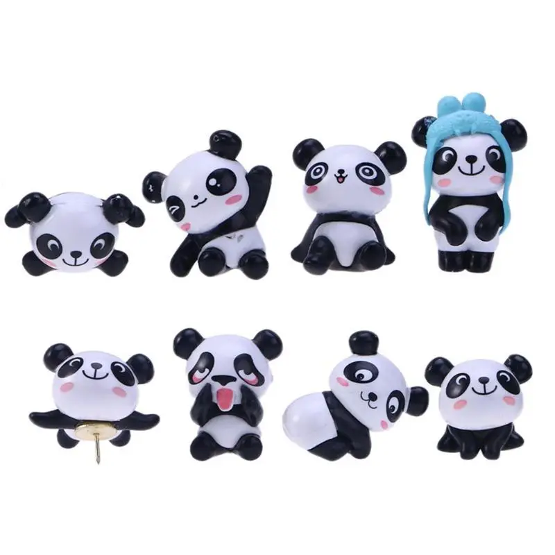 

8 Pcs Panda Shape Thumbtacks Cute Cartoon Drawing Pin Push Pins for Maps Calendar Message
